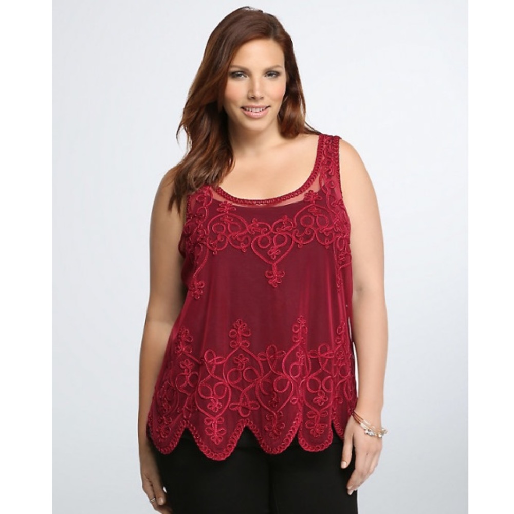 Embroidered sequin tank